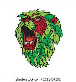 Lion-faced demon mask. Ram lion tattoo designs. Can be used to design t-shirts, bags, postcards, posters and so on.