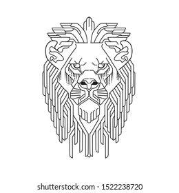 Lion-faced demon mask. Ram lion tattoo designs. Can be used to design t-shirts, bags, postcards, posters and so on.