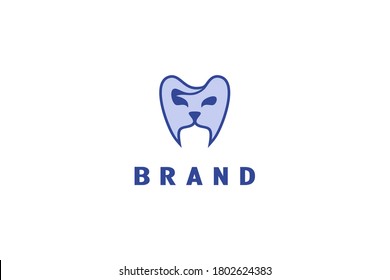Lion-faced tooth design concept, Unique and creative modern logo.