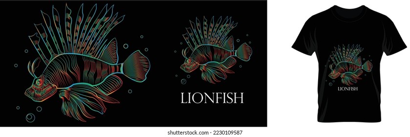 Leonfish Hermoso diseño vectorial de camiseta 
