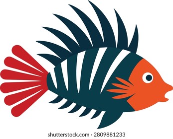 Lionfish fish vector art illustration