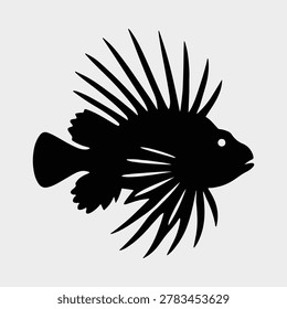 Lionfish profile view with fins spread out vector illustration