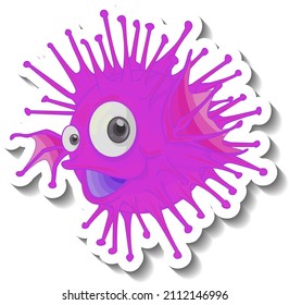 Lionfish sea animal cartoon sticker illustration