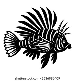 Lionfish Silhouette Vector with White And Black