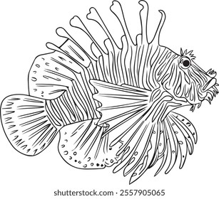 Lionfish: Striking Striped Predator with Unique Fins for Marine Photography