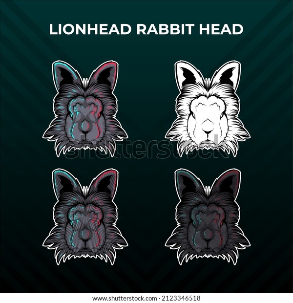 Lionhead Rabbit Head Vector Collection Stock Vector (Royalty Free ...