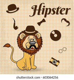 Lion-Hipster With Moustaches