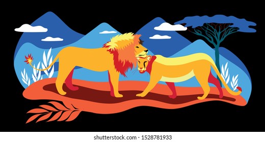 Lion-king. King of all beasts. African wild cat