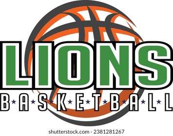 Lions Basketball Graphic is a sports design template that includes graphic text, stars and a graphic basketball. This design is great for advertising and promotion such as t-shirts for teams.