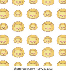 lions cartoons background design, Kawaii expression cute character funny and emoticon theme Vector illustration