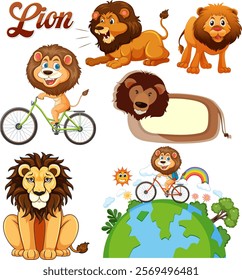 Lions depicted in fun and imaginative scenes