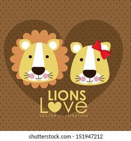 lions design over dotted background vector illustration 