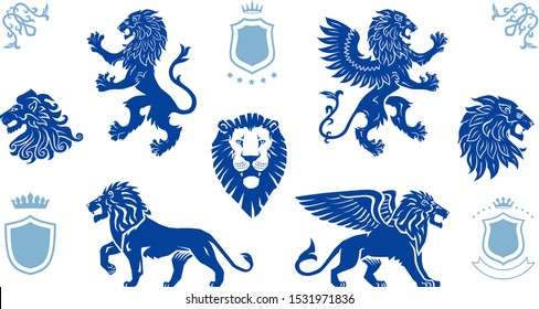 Lions Drawings, Lion Head, Heraldic Lions, Winged Lion