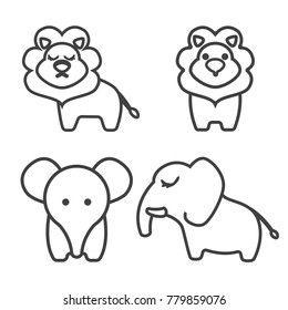 Lions and elephants icon vector design