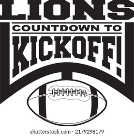 
Lions Football Countdown to Kickoff is a team design template that includes text, a graphic goal post and a football. Great for Lions t-shirts, mugs, advertising and promotion for teams or schools.