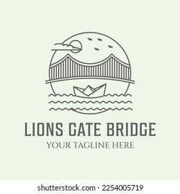 Lions Gate Bridge Logo Linie Art Minimalistische Illustration Design