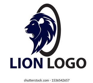 Lion's head in circle logo vector design