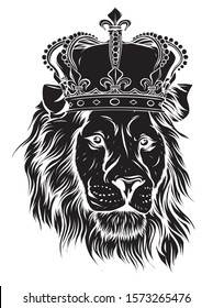 Lion's head with crown for your design. illustration