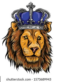 Lion's head with crown for your design. illustration
