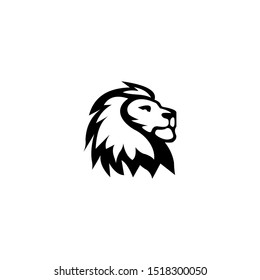 The lion's head is facing right with long hair and mouth closed.