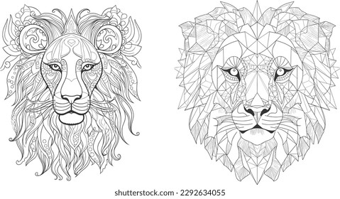 A lion's head with a floral pattern coloring pages design