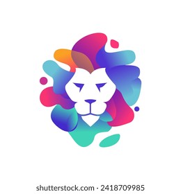 Lion's head in full color icon, Modern Logo.
