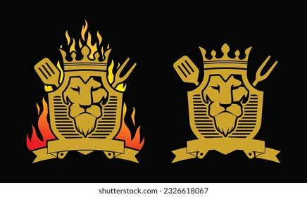 The Lions Head Grill Spoon and Fork with Crown Logo is a regal emblem merging culinary and majestic elements. With its elegant design, it combines the grace of a lion's head with the functionality of 