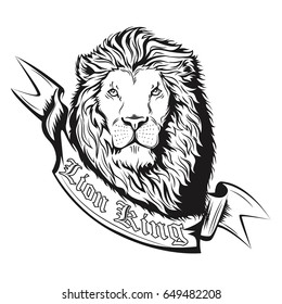 Lion's head illustration coloring page