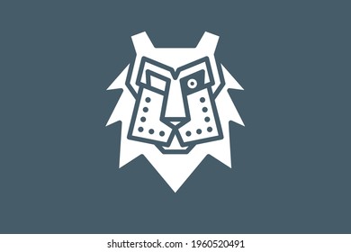 Lion's head logo in cyborg or robot mode