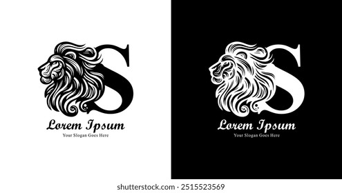 Lion's head logo design combined with the letter S and modern style