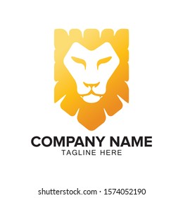 Lion's head logo design template isolated on white background 