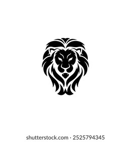El logotipo de la cabeza de león con una silueta simple y una corona de color en un círculo es adecuado para un diseño de logotipo simple y moderno