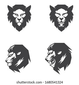 Lions head logo template flat