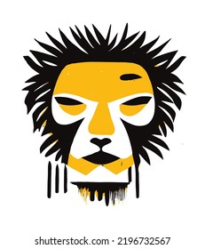 Lion's head logo, vector illustration, isolated on white.