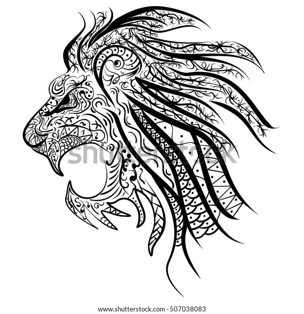 Lions Head Painted Tribal Ethnic Ornament Stock Vector (Royalty Free ...