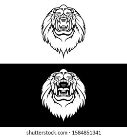 the lion's head roared icon logo designs vector