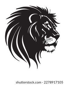 Lions head sketch closeup. Good for tattoo and logo. Editable vector monochrome image with high details isolated on white background