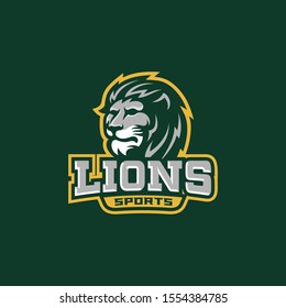 Lions head sport team logo template