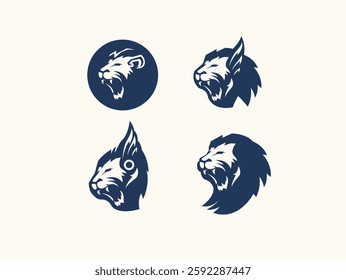 Lions Heads Illustration. Roar Concept