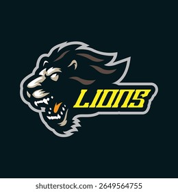 Lions mascot logo design with concept style for badge, emblem and t shirt printing. Lion head illustration.