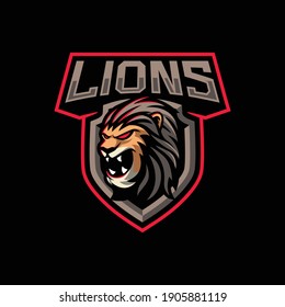 Lions mascot logo design illustration for sport or e-sport team