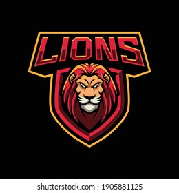 Lions mascot logo design illustration for sport or e-sport team