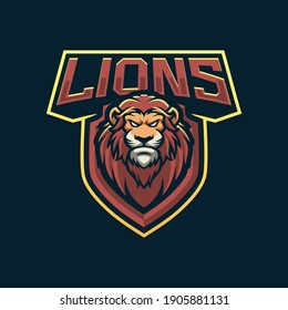 Lions mascot logo design illustration for sport or e-sport team