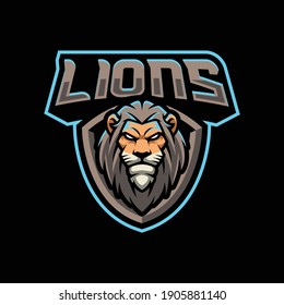 Lions mascot logo design illustration for sport or e-sport team