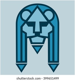 The lion's muzzle. The stylized image of a lion's head.