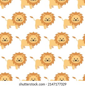 Lions seamless pattern. Vector illustration in a flat style. Eps 10