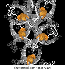 Lions. Seamless pattern. Vector illustration.