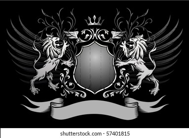 Lions Shield and Crown Winged Insignia