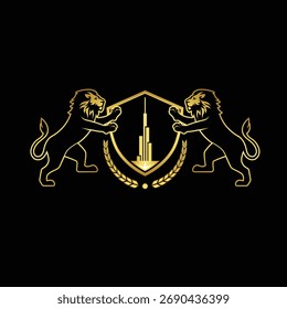 lions shield vector abstract logo modern style