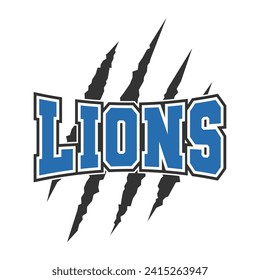 Lions sport mascot emblem animal scratch claw stripes spirit school team.